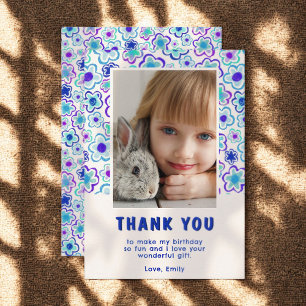 Carte De Remerciements Fleur Motif Anniversaire Enfants Fille Photo