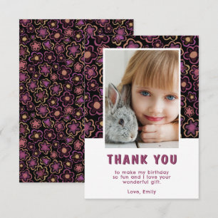 Carte De Remerciements Fleur Motif Anniversaire Enfants Photo