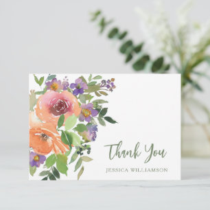 Carte De Remerciements Fleur Orange Violet Plat de Mariage Personnalisé