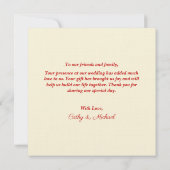 Carte De Remerciements Fleur orientale mariage rouge (Dos)