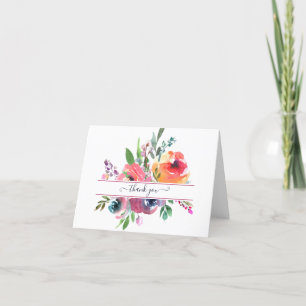 Carte De Remerciements Fleur personnalisée aquarelle rose et orange t