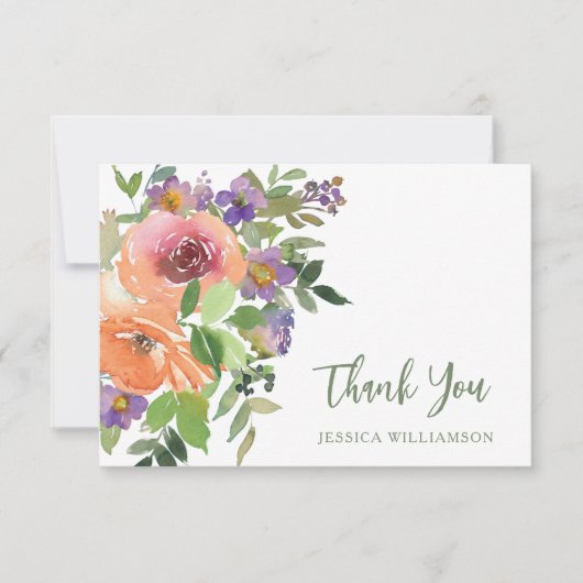 Carte De Remerciements Fleur plat de shower de mariage personnalisé orang (Devant)