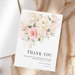 Carte De Remerciements Fleur rose 75e fête d'anniversaire