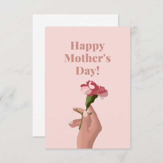 Carte De Remerciements Fleur rose Bonne fête des mères (Devant / Derrière)