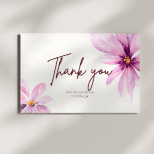 Carte De Remerciements Fleur rose minimaliste élégante Fête des mariées