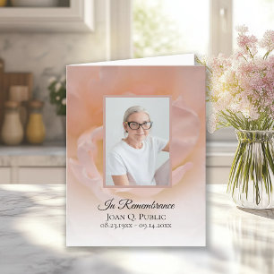 Carte De Remerciements Fleur rose pâle Pétales Sympathie funéraire
