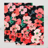 Carte De Remerciements Fleur rouge aquarelle (Devant / Derrière)