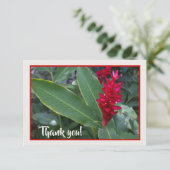 Carte De Remerciements Fleur rouge hawaïenne (Debout devant)