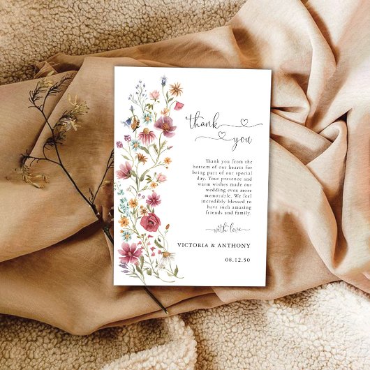 Carte de remerciements fleur sauvage