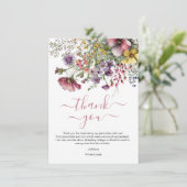 Carte De Remerciements Fleur sauvage aquarelle (Debout devant)