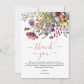 Carte De Remerciements Fleur sauvage aquarelle (Devant)