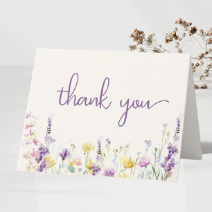 Carte De Remerciements Fleur sauvage Aquarelle bébé fille douche