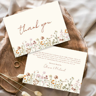 Carte De Remerciements Fleur sauvage Baby in Bloom Baby shower Terracotta