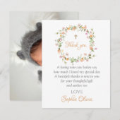 Carte de remerciements fleur sauvage Baptême fille (Devant / Derrière)