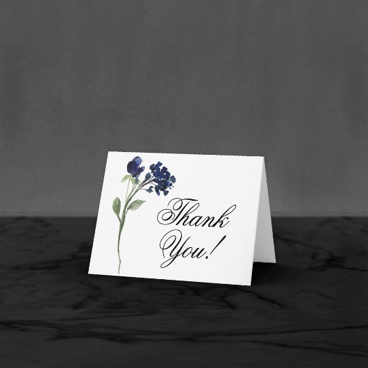 Carte De Remerciements Fleur sauvage | Bleu classique Fleurs de Jardin Bo