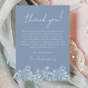Carte De Remerciements Fleur sauvage bleu Dusty Baby dans le Baby shower 