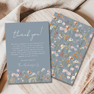 Carte De Remerciements Fleur Sauvage Bleue Poussiéreuse Bébé en Fleur Bab