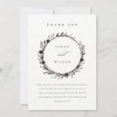 Carte De Remerciements Fleur sauvage Boho Black Brown Automne Mariage (Devant)