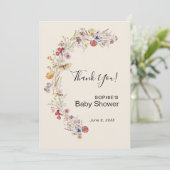Carte De Remerciements Fleur sauvage Boho Garden bébé en fleurs (Debout devant)