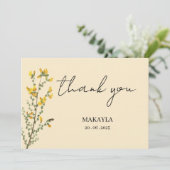Carte De Remerciements Fleur sauvage Boho jaune écriture moderne (Debout devant)