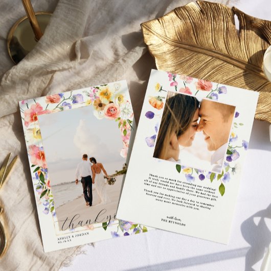 Carte De Remerciements Fleur sauvage Boho | Photo Mariage