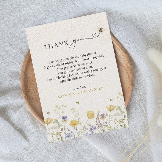 Carte De Remerciements Fleur sauvage Boho Rustic Bee Garden Jote Baby sho