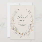 Carte De Remerciements Fleur sauvage Boho Rustic Elegant Fête des mariées (Devant)