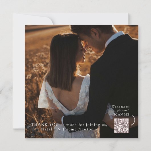 Carte De Remerciements Fleur sauvage brun mariage de automne photo QR cod (Dos)