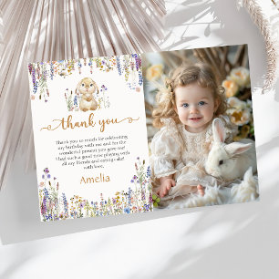 Carte De Remerciements Fleur sauvage Bunny Girl Birthday Photo