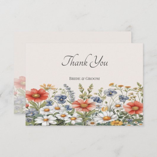 Carte de remerciements Fleur sauvage coloré (Devant / Derrière)