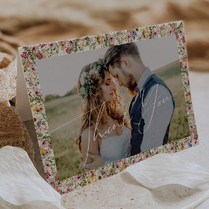 Carte De Remerciements Fleur sauvage coloré Beige Meadow Plié Photo