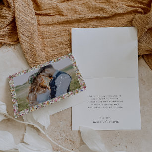 Carte De Remerciements Fleur Sauvage Colorée   Photo Froissée de Prairie