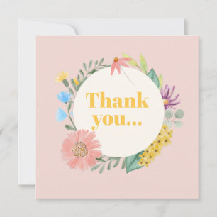 Carte De Remerciements Fleur sauvage d'aquarelle Wreath Premier anniversa