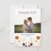 Carte De Remerciements Fleur sauvage d'automne Boho Mariage Photo (Devant)
