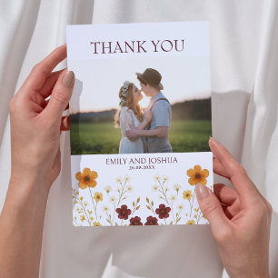 Carte De Remerciements Fleur sauvage d'automne Boho Mariage Photo