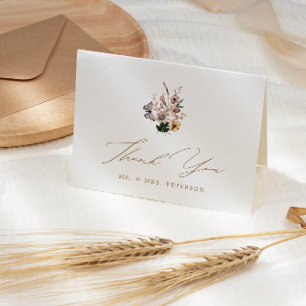 Carte De Remerciements Fleur sauvage d'automne Bouquet Mariage plié