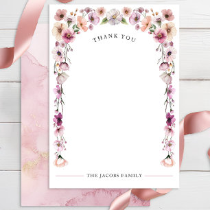 Carte de remerciements Fleur sauvage de couleur ro