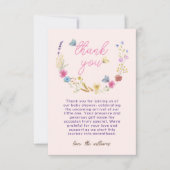 Carte De Remerciements Fleur sauvage de douche pour bébé rose clair (Devant)