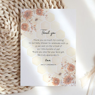 Carte De Remerciements Fleur sauvage de miel Buzzy Boho Baby shower fille