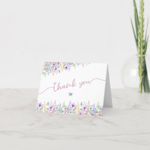 Carte De Remerciements Fleur sauvage de papillon rose Brunch