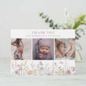 Carte De Remerciements Fleur sauvage de printemps Baby shower de champ 3 (Debout devant)