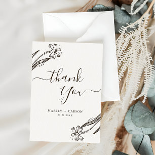 Carte De Remerciements Fleur sauvage de script moderne Boho Mariage