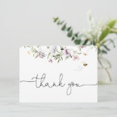 Carte de remerciements Fleur sauvage délicat (Debout devant)