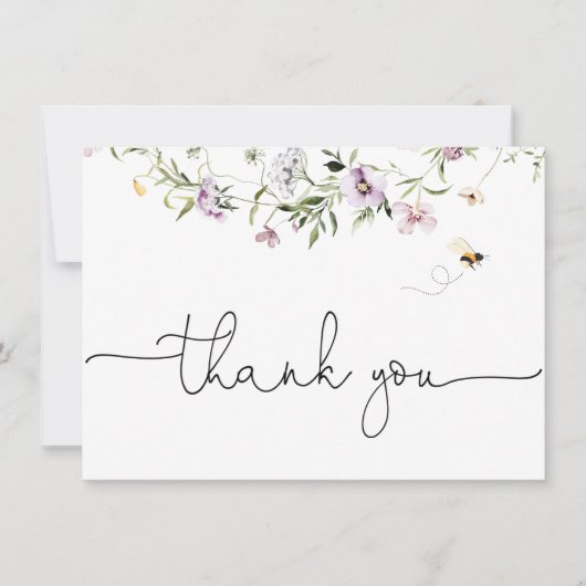 Carte de remerciements Fleur sauvage délicat (Devant)