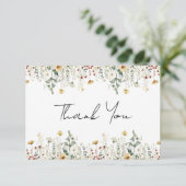 Carte De Remerciements Fleur sauvage d'été Mariage de terrain (Debout devant)