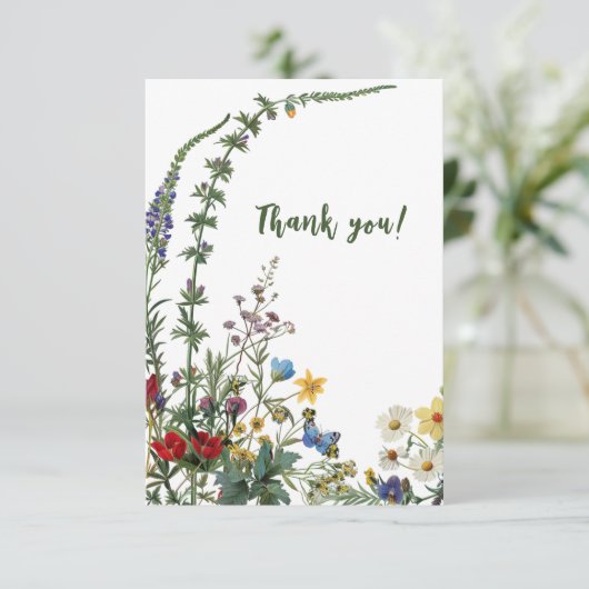 Carte de remerciements fleur sauvage et enveloppe (Debout devant)