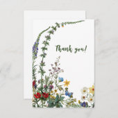 Carte de remerciements fleur sauvage et enveloppe (Devant / Derrière)