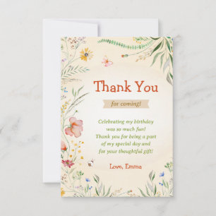 Carte De Remerciements Fleur sauvage Floral coloré Anniversaire Guest fil