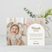 Carte De Remerciements Fleur sauvage Floral Garden Girl Anniversaire Phot (Debout devant)