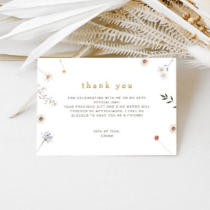 Carte De Remerciements Fleur sauvage Floral minimal